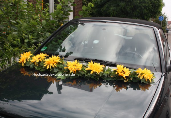 autoschmuck hochzeit sonnenblume