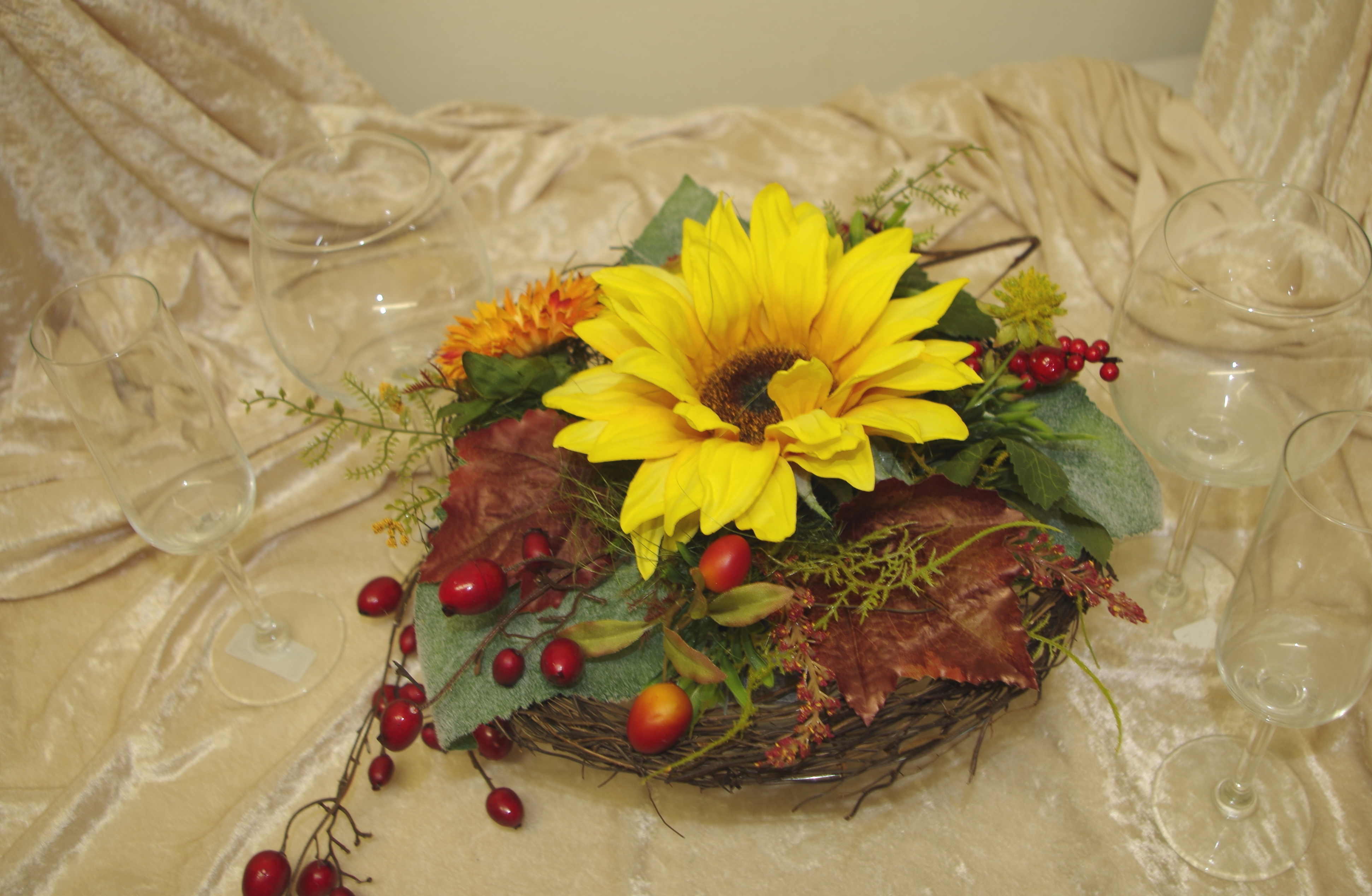 Gesteck mit Sonnenblume Tischdeko gross | Hochzeitsdekorationen